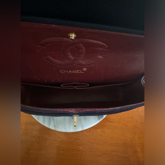 Authentic Chanel Jersey Double Chain Flap  Matelasse Navy - Picture 11 of 16